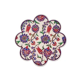 White, Red & Purple Flowers Turkish Trivet (PN 67)