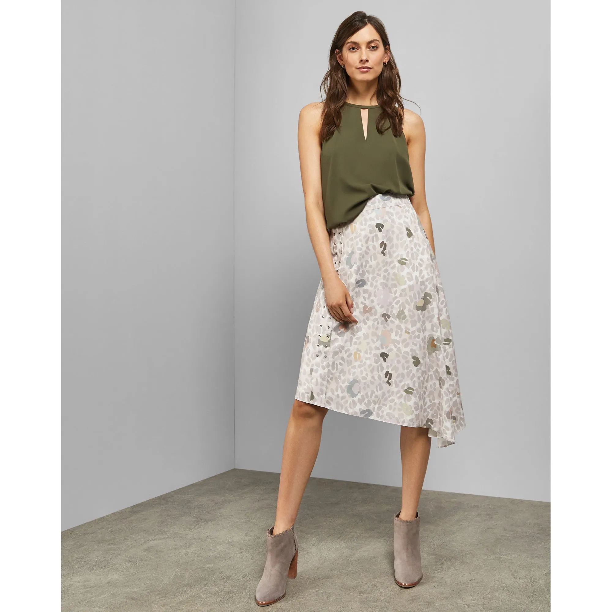 Women Wms-Waleska-Eyelet Detail Asym Midi Skirt - Dusky-Pink