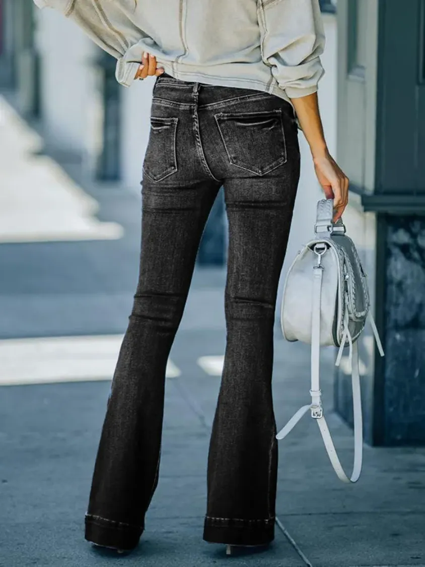 Women's Slim Fit High Waisted Denim Flared Pants | Perfect for Everyday Wear