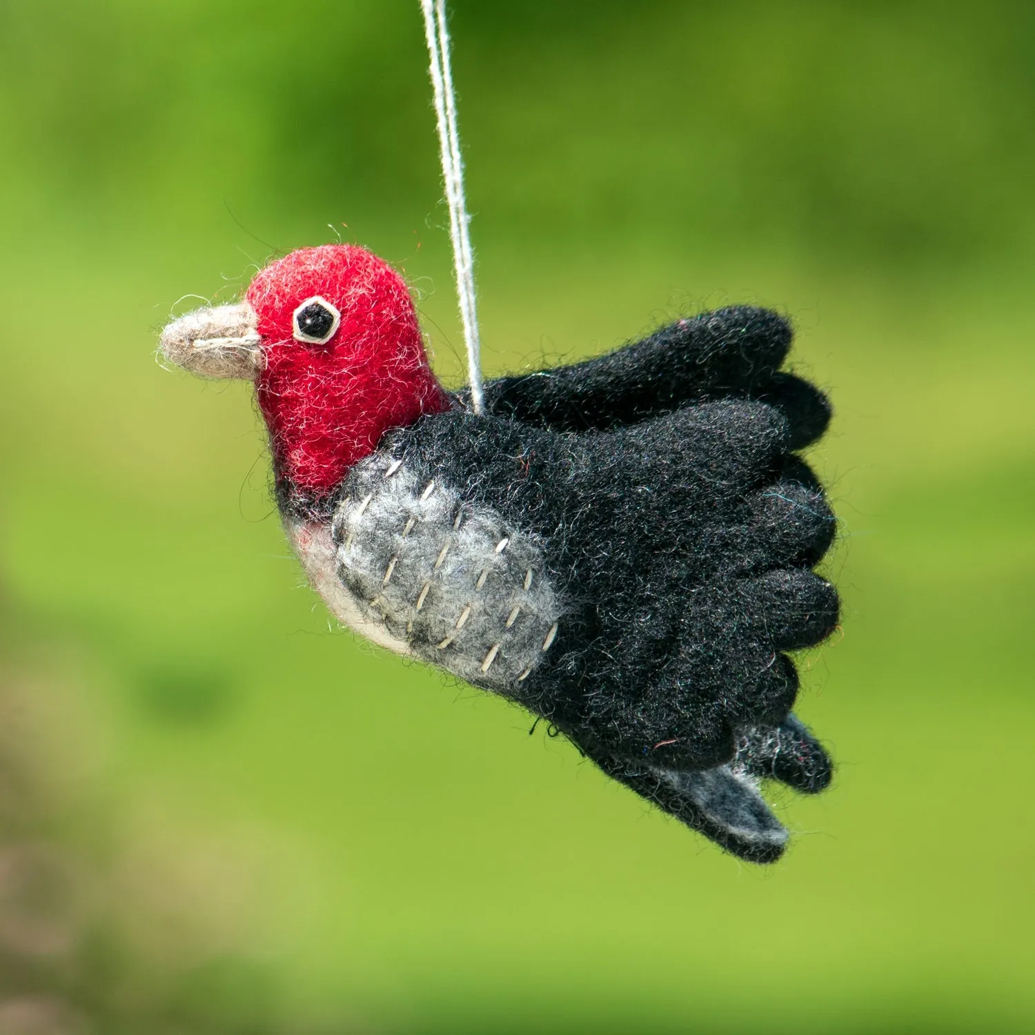 Woodpecker Felted Bird Ornament
